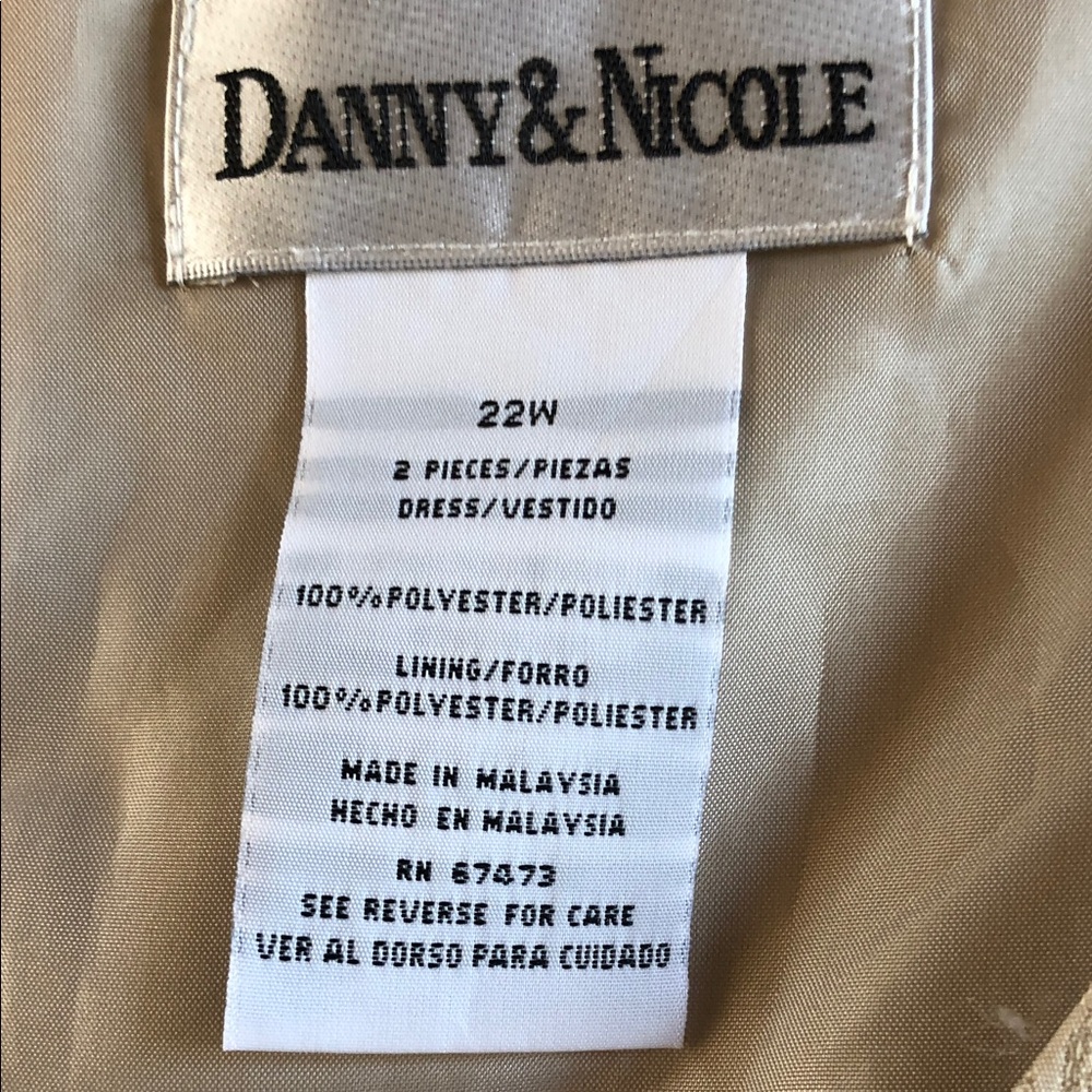 Danny & Nicole Gold-Beige Embroidered Maxi Dress with Jacket Two Pieces Suit - Picture 16 of 16